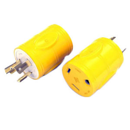 Picture of Furrion  Yellow 30A Female to Male Power Cord Plug End 381666 55-0415                                                        