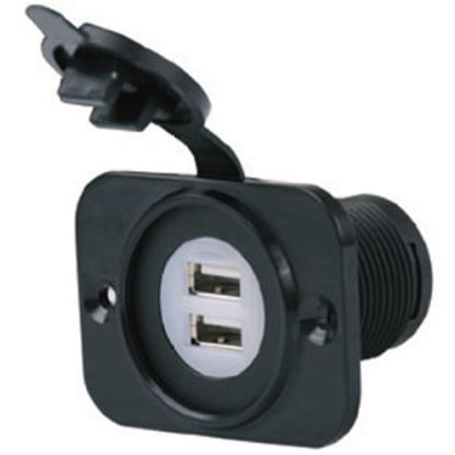 Picture of Marinco SeaLink (R) Black 12V Dual Receptacle 12VDUSB 55-6203                                                                