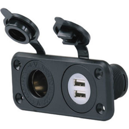 Picture of Marinco  12V & 5V Dual USB Indoor Receptacle w/ Weatherproof Cover 12VCOMBO 55-6204                                          