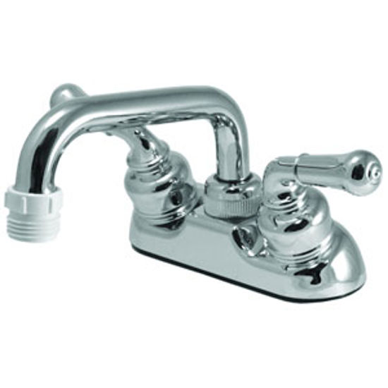 Picture of Relaqua  Chrome w/Teapot Handles 4" Lavatory Faucet w/Threaded Arc Spout ALL-402-01RC 69-0312                                