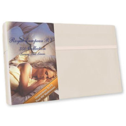 Picture of Custom Recreation  Satin White 350 TC 60" x 75" Short Queen Bed Sheet RV60X75/SW 69-1185                                     