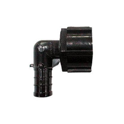 Picture of EcoPoly Fittings  1/2" PEX x 1/2" FPT Swivel Nut Black Plastic Fresh Water 90 Deg Elbow 29816 69-5045                        