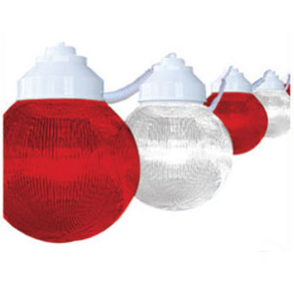 Picture of Polymer Products  6 Light Outdoor Globe String Red, White Party Light 1681-01523-PRE 69-6838                                 