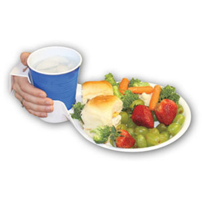 Picture of Pioneer Plastics Drink And Plate Polar White Plastic Plate Holder For Drink Cup & Plate DNP-24L 69-6887                      