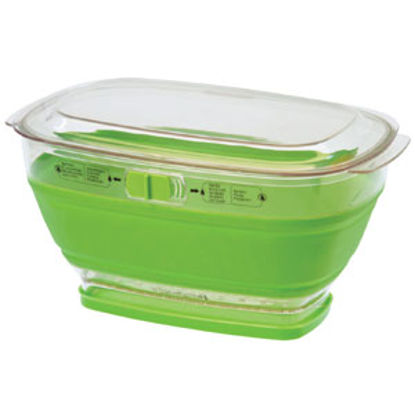 Picture of Progressive Int'l Prepworks (R) 4 Qt Clear/ Green Plastic Oval Kitchen Storage Container LKS-10 69-6927                      