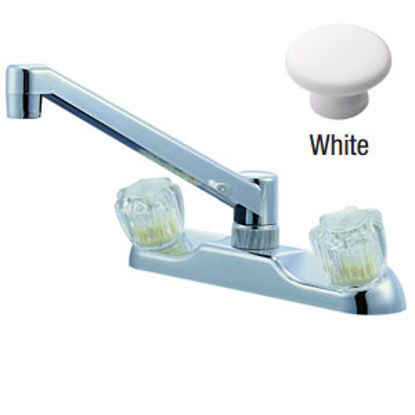 Picture of Relaqua  White w/Clear Knobs 8" Kitchen Faucet w/Swivel Spout AK-220RW 69-7062                                               