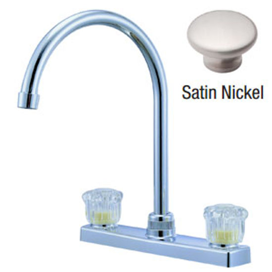 Picture of Relaqua  Nickel w/Clear Knobs 8" Kitchen Faucet w/Hi-Arc Spout AK-227SN 69-7064                                              