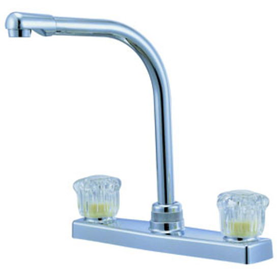 Picture of Relaqua  Chrome w/Clear Knobs 8" Kitchen Faucet w/Hi-Arc Spout AK-8201SH-1C 69-7066                                          