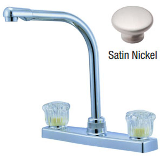 Picture of Relaqua  Nickel w/Clear Knobs 8" Kitchen Faucet w/Hi-Arc Spout AK-8201SH-1N 69-7067                                          