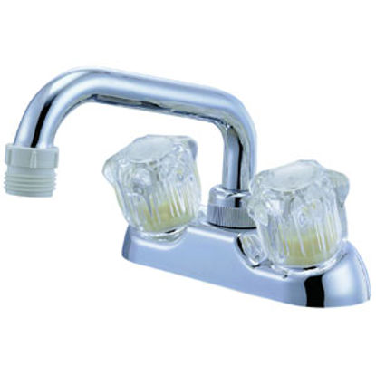 Picture of Relaqua  Chrome w/Clear Knobs 4" Lavatory Faucet w/Threaded Arc Spout AL-402-01RC 69-7071                                    