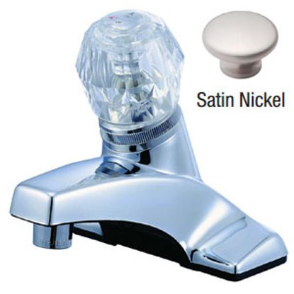 Picture of Relaqua  Nickel w/Single Clear Knob 4" Lavatory Faucet AL-4100RN 69-7077                                                     