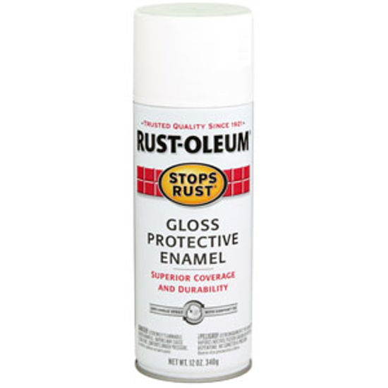 Picture of Rust-Oleum Stops Rust (R) 12Oz Gloss White Spray Can Paint 7792830 69-7129                                                   