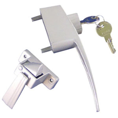 Picture of Strybuc  Silver Aluminum Push Button Entry Door Latch 17-70K 69-7374                                                         