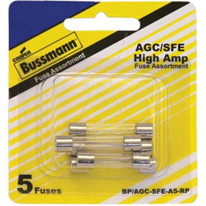 Picture of Bussman  5-Piece AGC/SFE Glass Fuse Assortment In Blister Pack BP/AGC-SFE-A5-RP 69-8469                                      