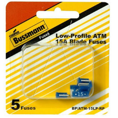 Picture of Bussman  5-Pack 15A Low Profile ATM Blue Blade Fuse BP/ATM-15LP-RP 69-8471                                                   