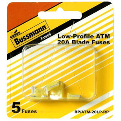 Picture of Bussman  5-Pack 20A Low Profile ATM Yellow Blade Fuse BP/ATM-20LP-RP 69-8472                                                 