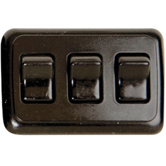 Picture of Diamond Group  Black 125V/ 16A SPST Triple Rocker Switch For On/ Off Appliances DG3315VP 69-8821                             