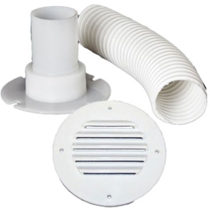 Picture of MTS  Colonial White Battery Box Louvered Vent w/9" Hose 275 69-9322                                                          