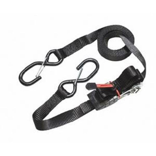 Picture of Master Lock Strap Trap (TM) 2-Pack 1" x 6' Ratchet Tie Down Strap w/S-Hooks 3053DATSC 69-9336                                