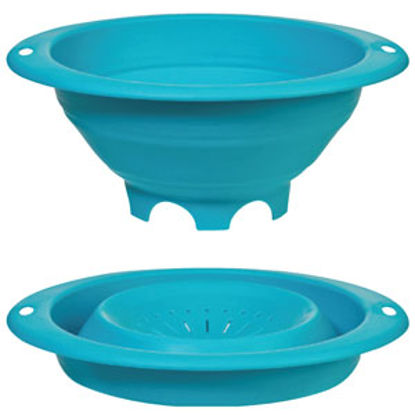Picture of Progressive Int'l Prepworks (R) 3 Qt Blue Polypropylene Plastic Colander Kitchen Bowl CC-100 69-9545                         