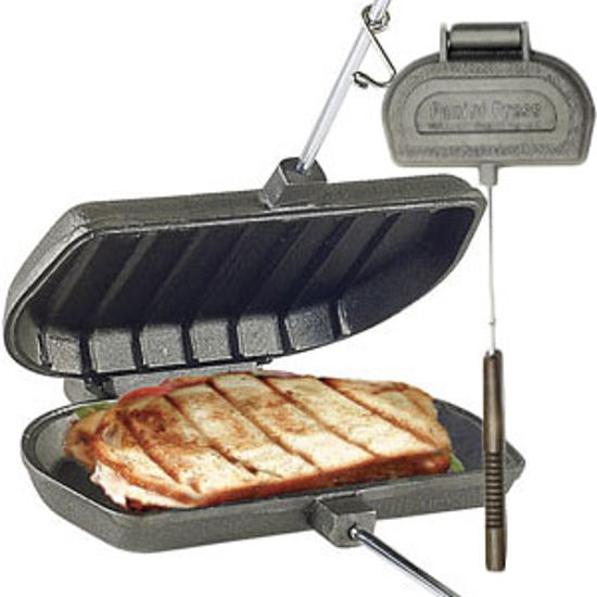 Picture of Rome  8"x4"Head/22"L Cast Iron Panini Press Campfire Cookware w/ Handle 1305 69-9714                                         