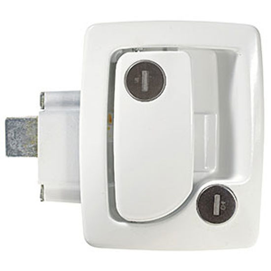 Picture of RV Designer  White Die Cast Zinc Alloy & Steel Dead Bolt Entry Door Latch T502 69-9754                                       