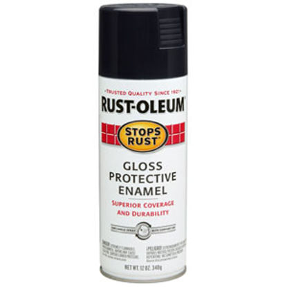 Picture of Rust-Oleum Stops Rust (R) 12Oz Gloss Black Spray Can Paint 7779830 69-9768                                                   