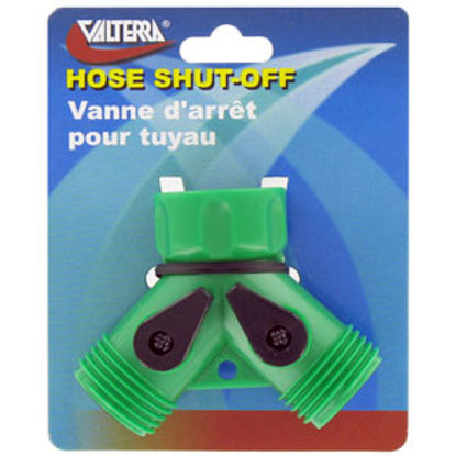 Picture of Valterra  Plastic Double Fresh Water Hose Connector For Std GHF Coupling w/Shut-Off Va A01-0130VP 69-9995                    