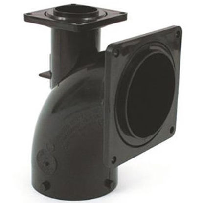 Picture of Valterra  Heel Inlet 1/4 Bend w/3"Hub Plastic Waste Valve Fitting w/ Flange T1031 70-9720                                    