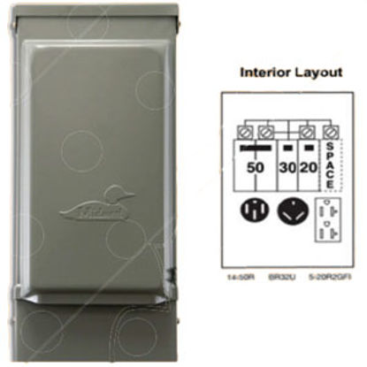 Picture of Parallax  120/ 240VAC 50/30A Outdoor/ Indoor Receptacle w/ 20A GFI U075CTL010 71-5408                                        