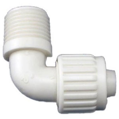 Picture of Flair-It  1/2" PEX x 1/2" MPT White Plastic Fresh Water 90 Deg Elbow 16803 72-0751                                           