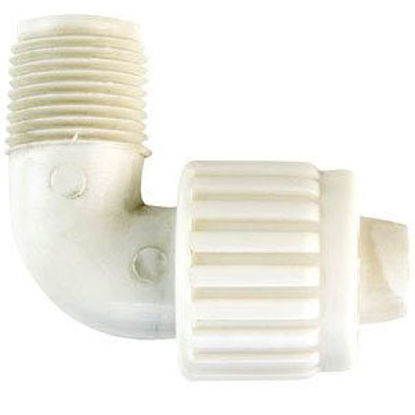 Picture of Flair-It  1/2" PEX x 3/8" MPT White Plastic Fresh Water 90 Deg Elbow 16810 72-0757                                           