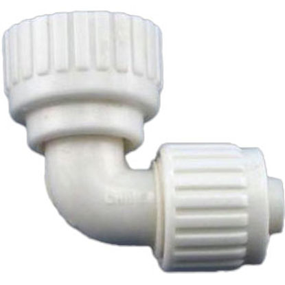Picture of Flair-It  1/2" PEX x 3/4" FPT Swivel End Nut White Plastic Fresh Water 90 Deg Elbow 16811 72-0758                            