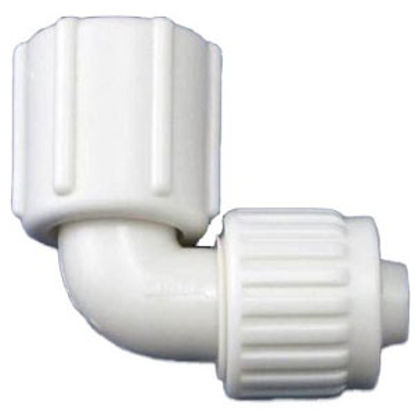 Picture of Flair-It  1/2" PEX x 1/2" FBSP Swivel End Nut White Plastic Fresh Water 90 Deg Elbow 16816 72-0762                           