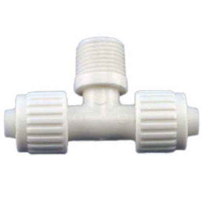 Picture of Flair-It  1/2" PEX x 1/2" MPT White Plastic Tee Fresh Water Coupler Fitting 16822 72-0766                                    