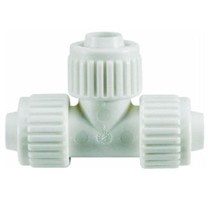 Picture of Flair-It  3/8" PEX White Plastic Tee Fresh Water Coupler Fitting 16831 72-0773                                               