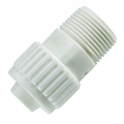 Picture of Flair-It  1/2" PEX x 1/2" MPT White Plastic Fresh Water Straight Fitting 16842 72-0777                                       