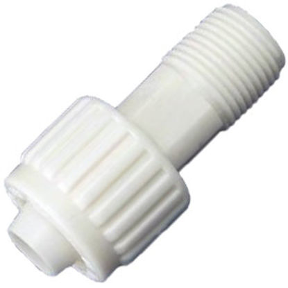 Picture of Flair-It  1/2" PEX x 3/8" MPT White Plastic Fresh Water Straight Fitting 16852 72-0784                                       