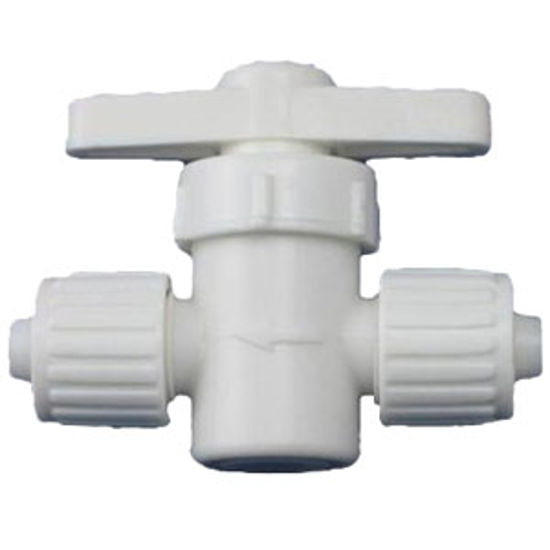 Picture of Flair-It  3/8" PEX x 3/8" PEX Plastic Straight Stop Valve 16879 72-0805                                                      