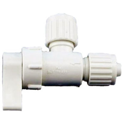 Picture of Flair-It  3/8" PEX x 3/8" PEX Plastic Angle Stop Valve 16882 72-0807                                                         