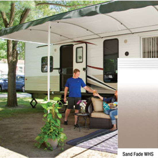 Picture of Lippert Solera Destination Sand Fade Vinyl 16'L X 9' 8"Ext Patio Awning w/White Solera Shield V000334870 90-2170             