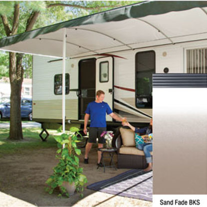 Picture of Lippert Solera Destination Sand Fade Vinyl 16'L X 9' 8"Ext Patio Awning w/Black Solera Shield V000334873 90-2171             