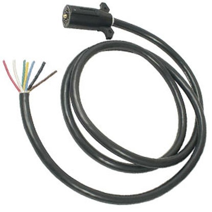 Picture of Pollak  7 Way Round Plug Trailer Wiring Connector Adapter w/8' Cable 14-117 92-8143                                          