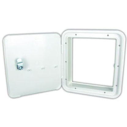 Picture of JR Products  Polar 6-7/8"RO White Lockable Multi-Purpose Hatch Access Door w/o Back 21102-A 92-9867                          