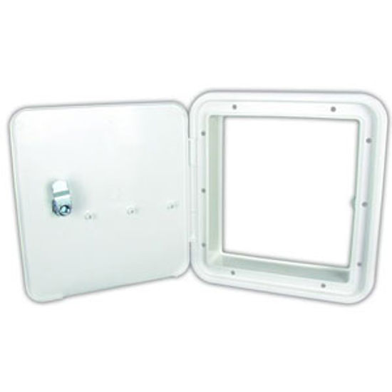 Picture of JR Products  Polar 6-7/8"RO White Lockable Multi-Purpose Hatch Access Door w/o Back 21102-A 92-9867                          