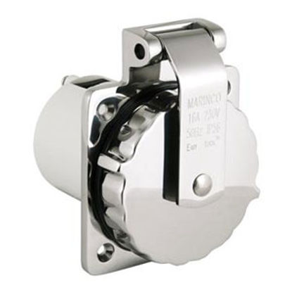 Picture of Marinco  Stainless Steel 125V/ 30A Outdoor/ Indoor Single Receptacle 303SSEL-BRV 93-1154                                     