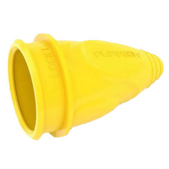 Picture of Furrion  Yellow Colored 30A Power Cord Adapter Cover w/ Threaded Ring 381673 95-3529                                         