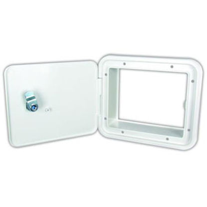 Picture of JR Products  Polar White 5-7/8"RO Lockable Multi-Purpose Hatch Access Door E8102-A 95-8162                                   
